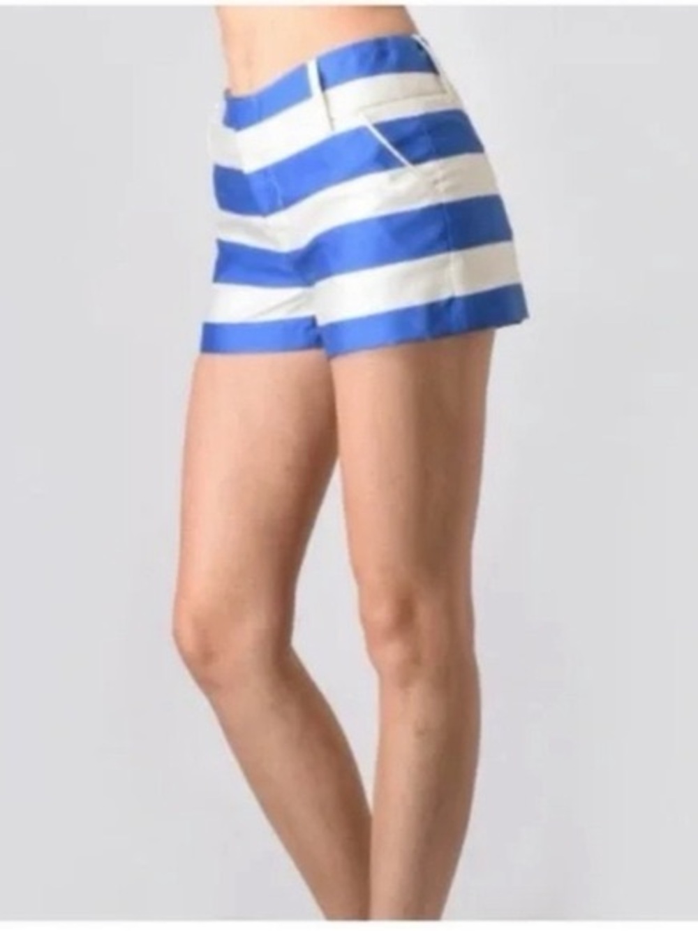 Alice + Olivia Blue and White Striped Bermuda Shorts